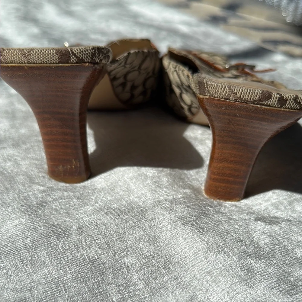 Coach Brown Signature Mules with Rounded Toe (8)